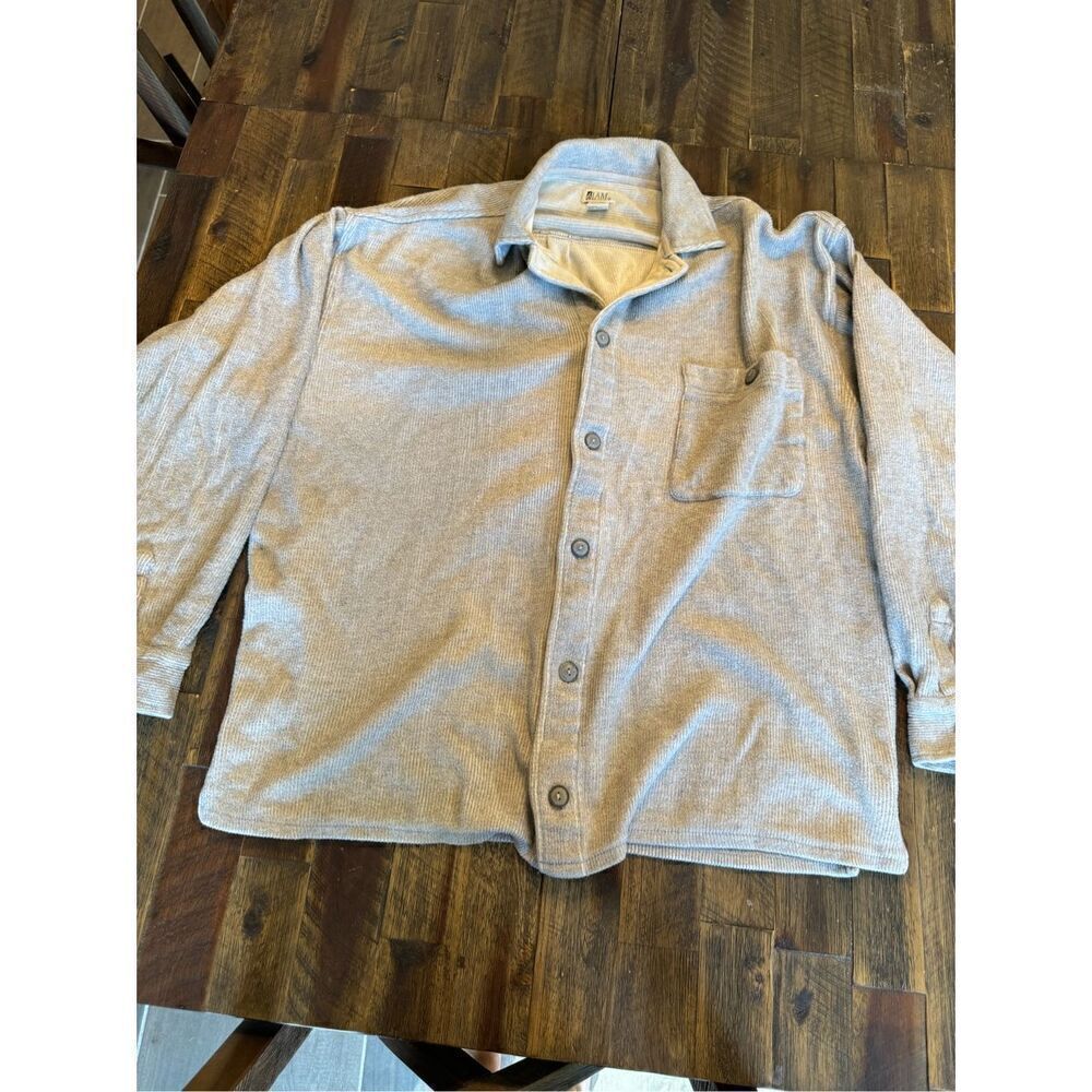 Elam button down shacket size medium grey 100% cotton